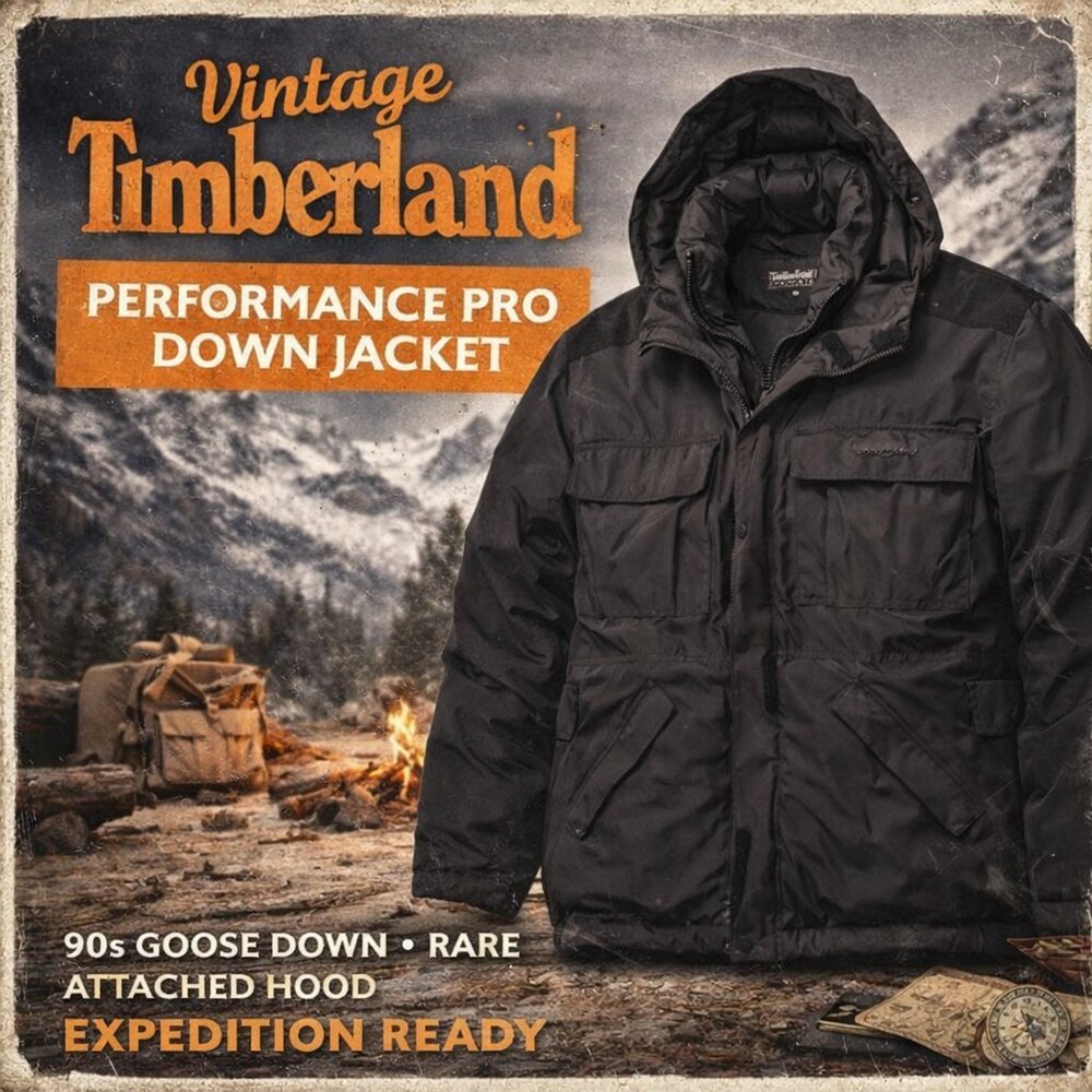 Vintage Y2K Timberland Performance PRO Down Puffer Jacket Parka Black XL
